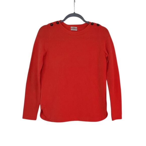 Wallace Merino Wool Rust Orange Shoulder Buttons Tight-Knit Sweater Womens Small - Picture 1 of 9
